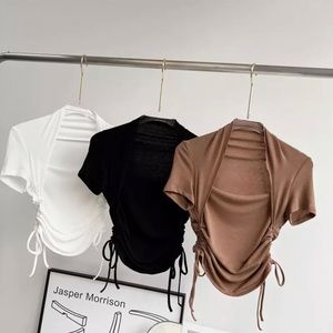 Slim Ribbed Sport T-shirt Yoga Gym Cropped top Fitness Workout Short&Long Sleeve